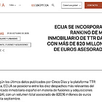 ECIJA se incorpora al ranking de M&A inmobiliario de TTR Data con ms de 820 millones de euros asesorados